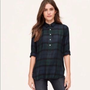 Loft Blue and Green Plaid Softened Shirt